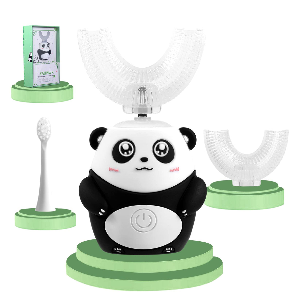 KAQINWX kids U-shaped toothbrush with panda design