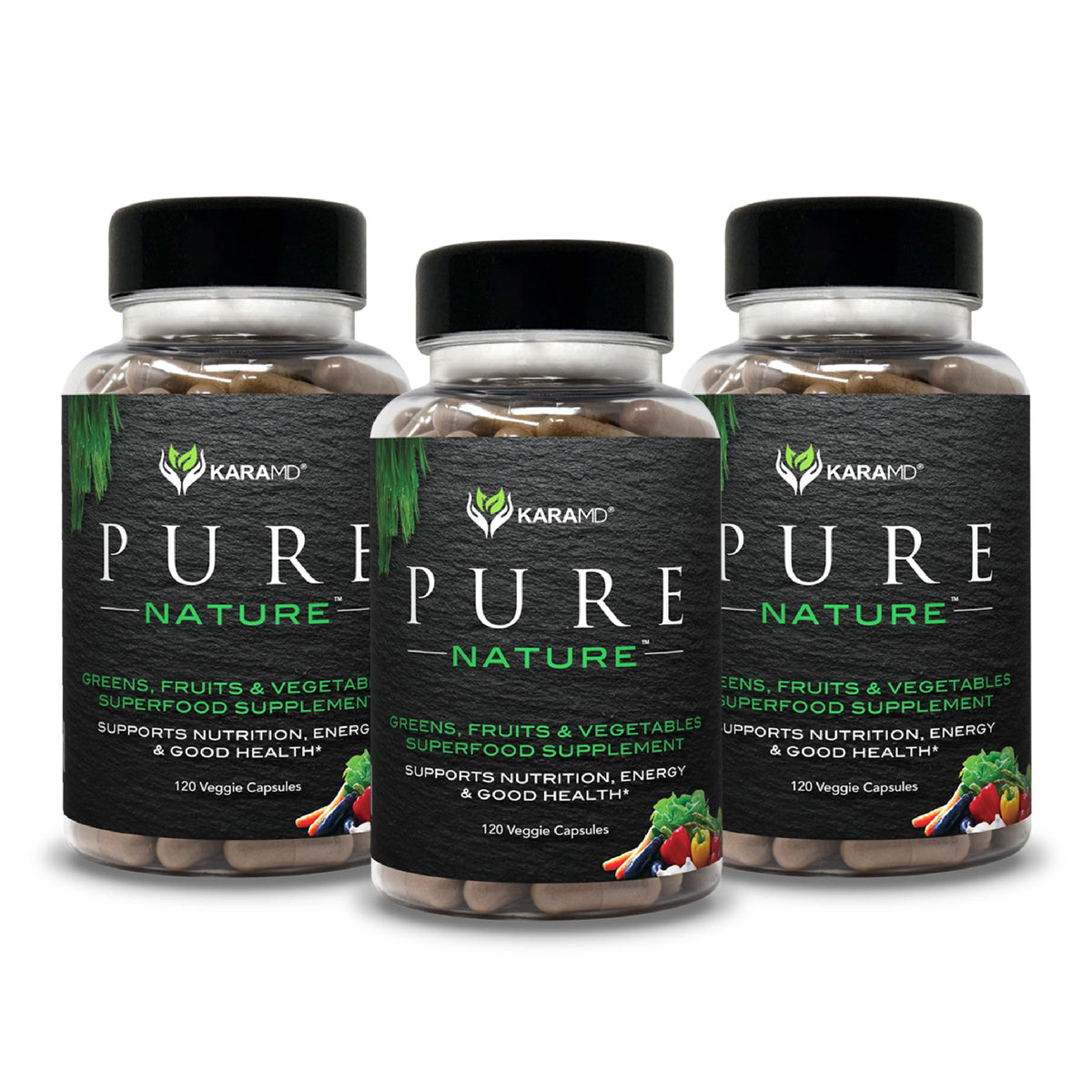 KaraMD Pure Nature Greens, Fruits & Veggies Supplement – 3 Pack Hero
