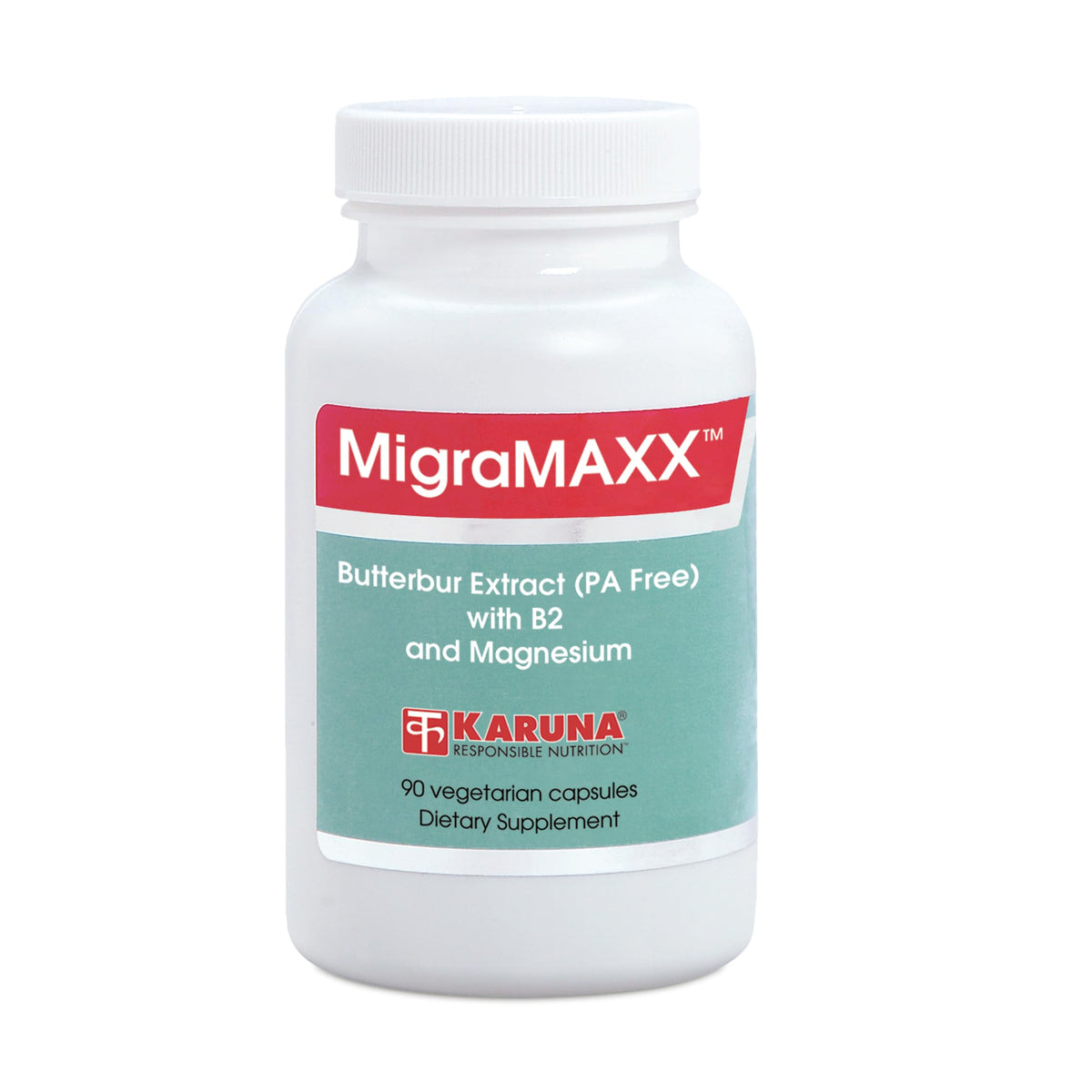 Hero image for Karuna MigraMAXX 90 Vegetarian Capsules featuring Butterbur, Magnesium and Riboflavin