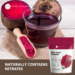 Beet root powder being added to smoothie