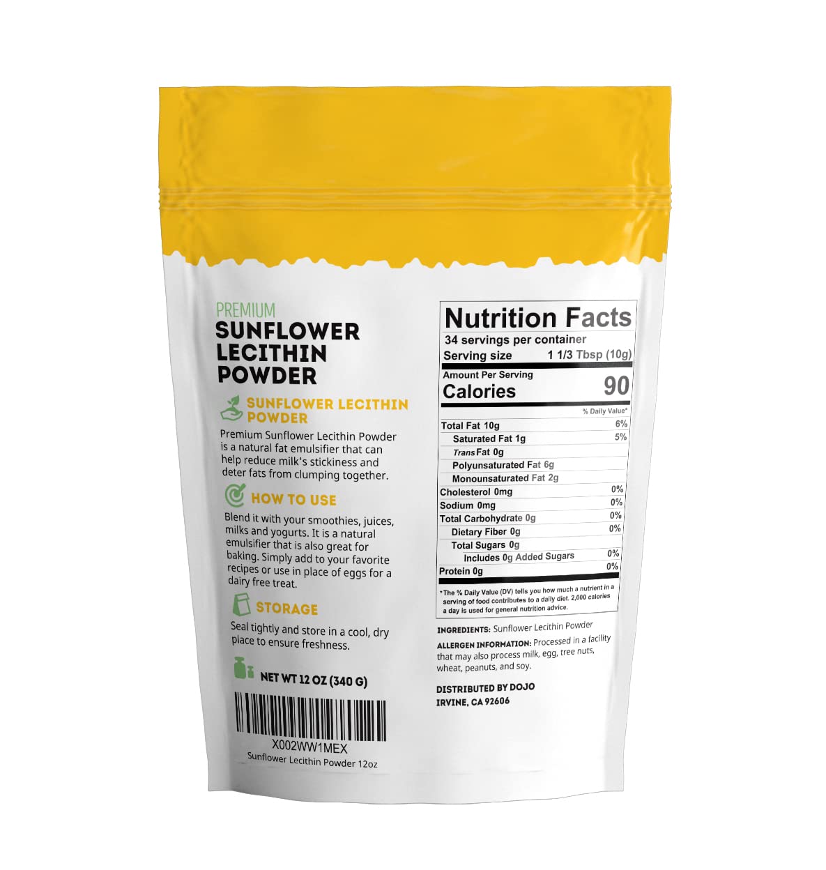 Packaging of Kate Naturals Sunflower Lecithin Powder