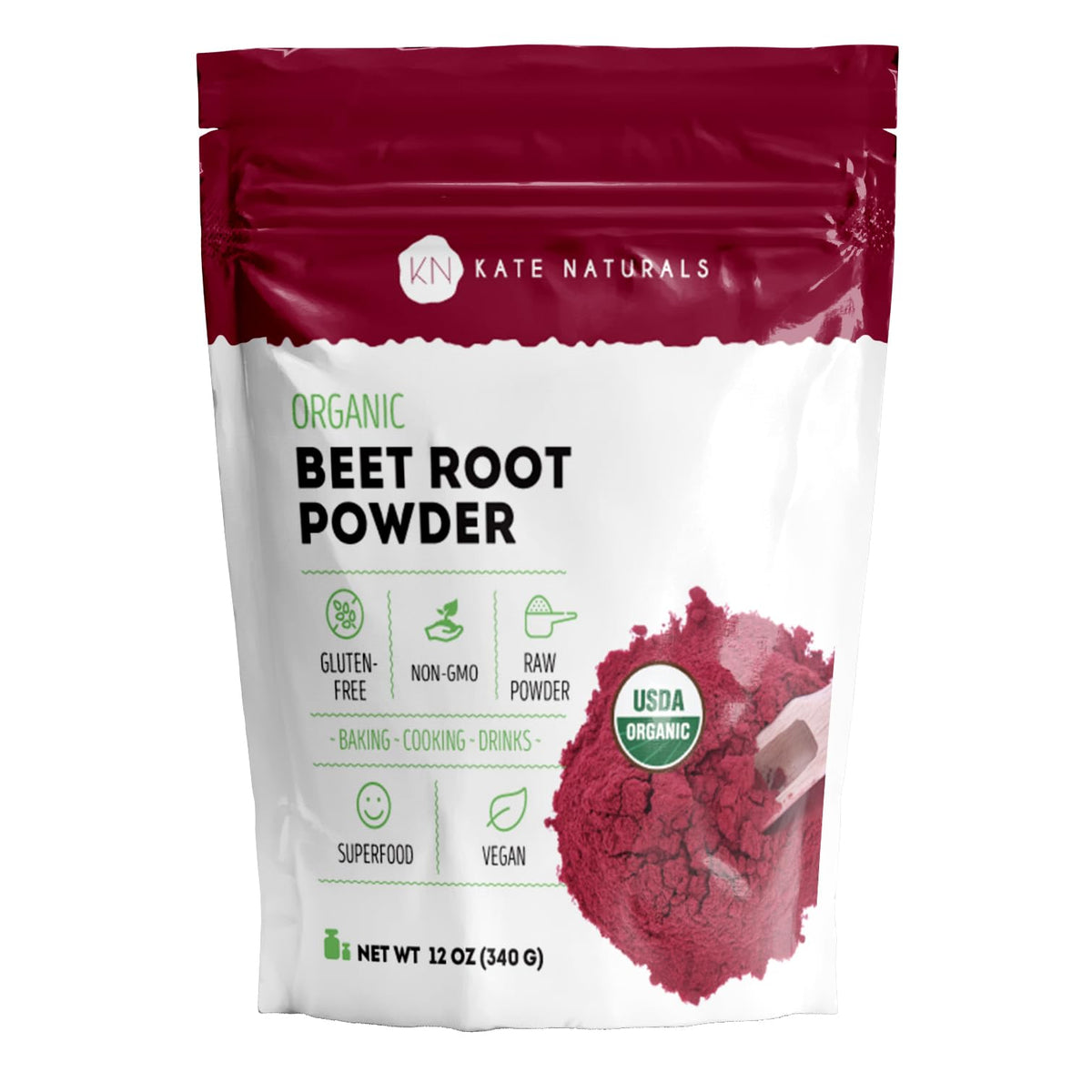 Kate Naturals Organic Beet Root Powder 12oz label