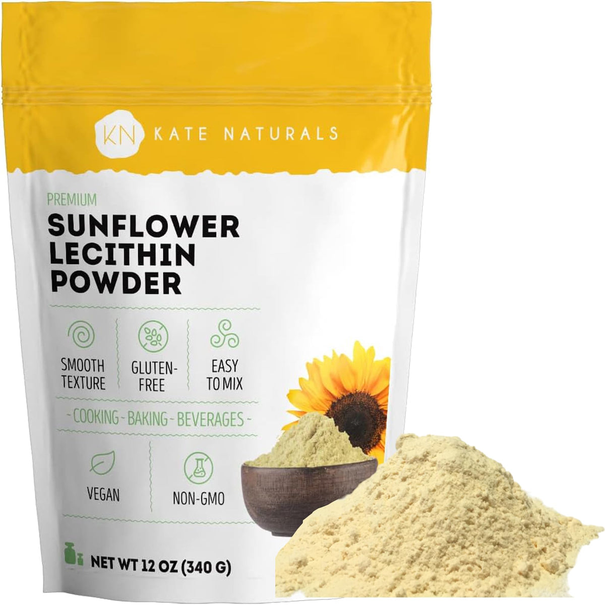 Kate Naturals Sunflower Lecithin Powder 12oz bottle