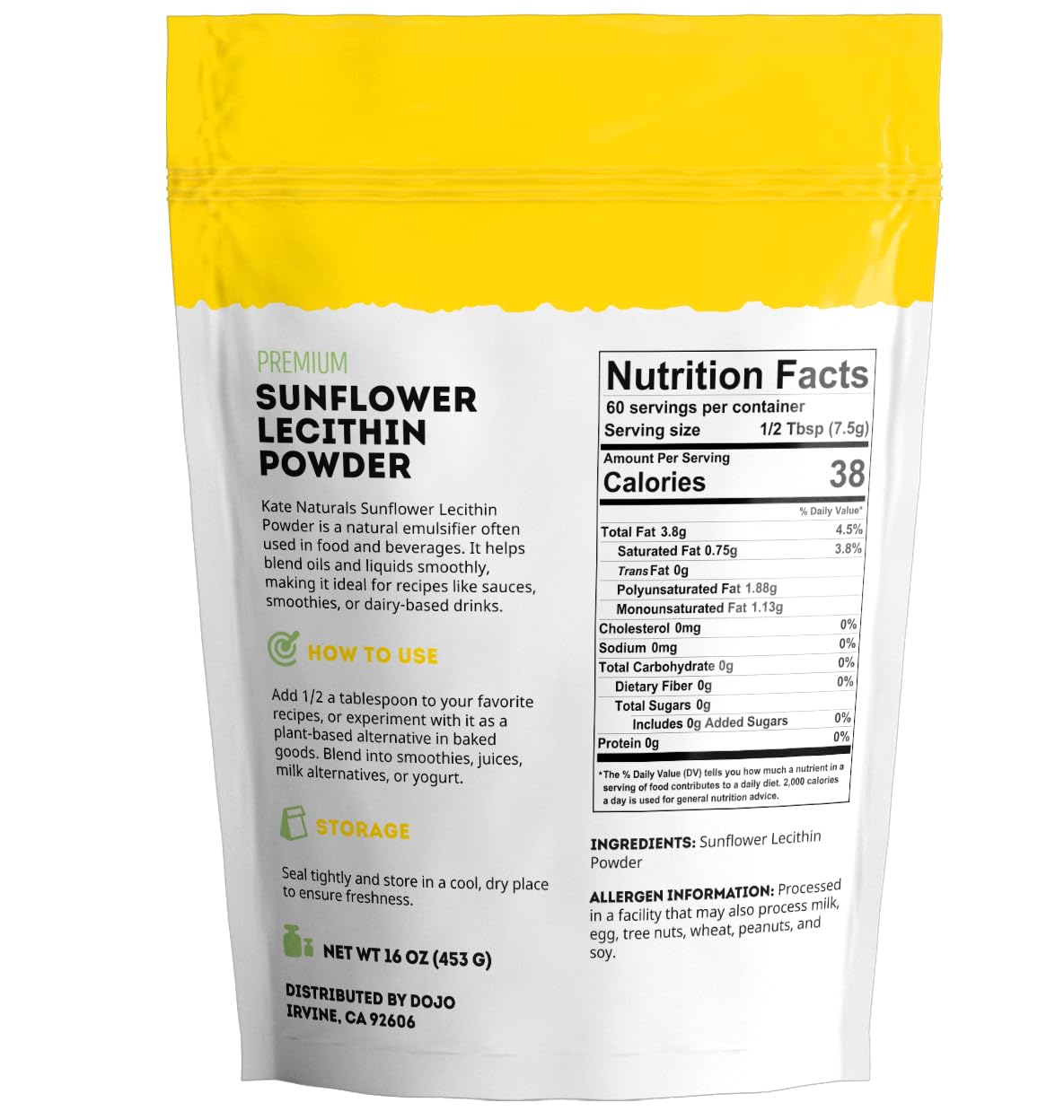 Sunflower lecithin powder used for baking and gummies, emulsification