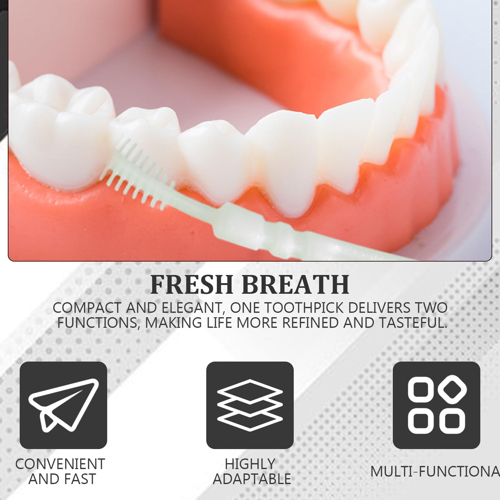 Side view of interdental brush with small cleaning brush
