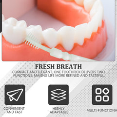 Side view of interdental brush with small cleaning brush