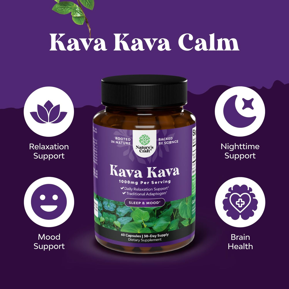Front label of Kava Kava Root Extract bottle with 30 servings