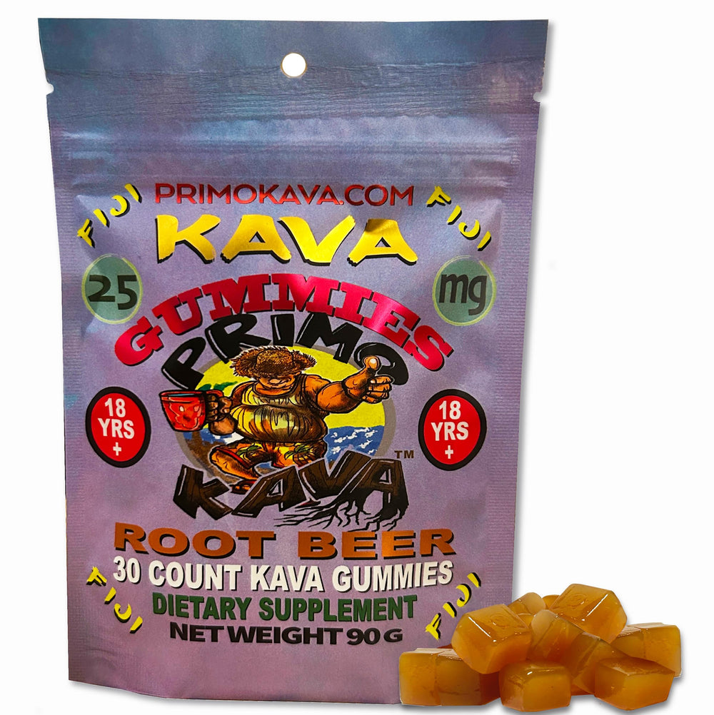 Kava Kava Gummies 25mg bottle with Fiji noble kava root extract
