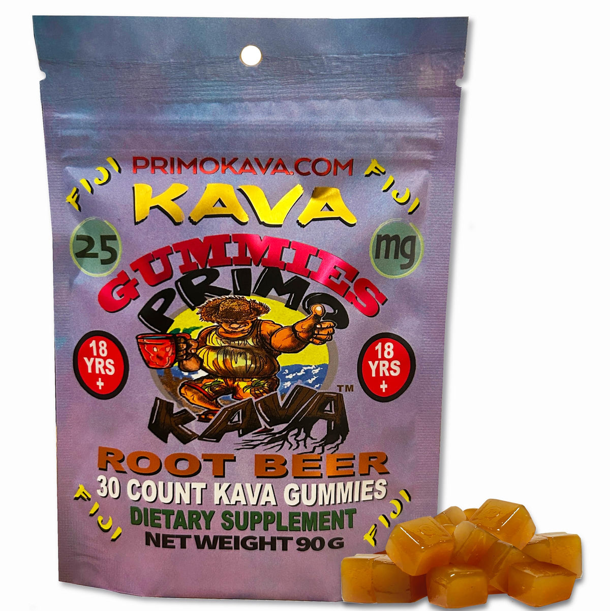 Kava Kava Gummies 25mg bottle with Fiji noble kava root extract