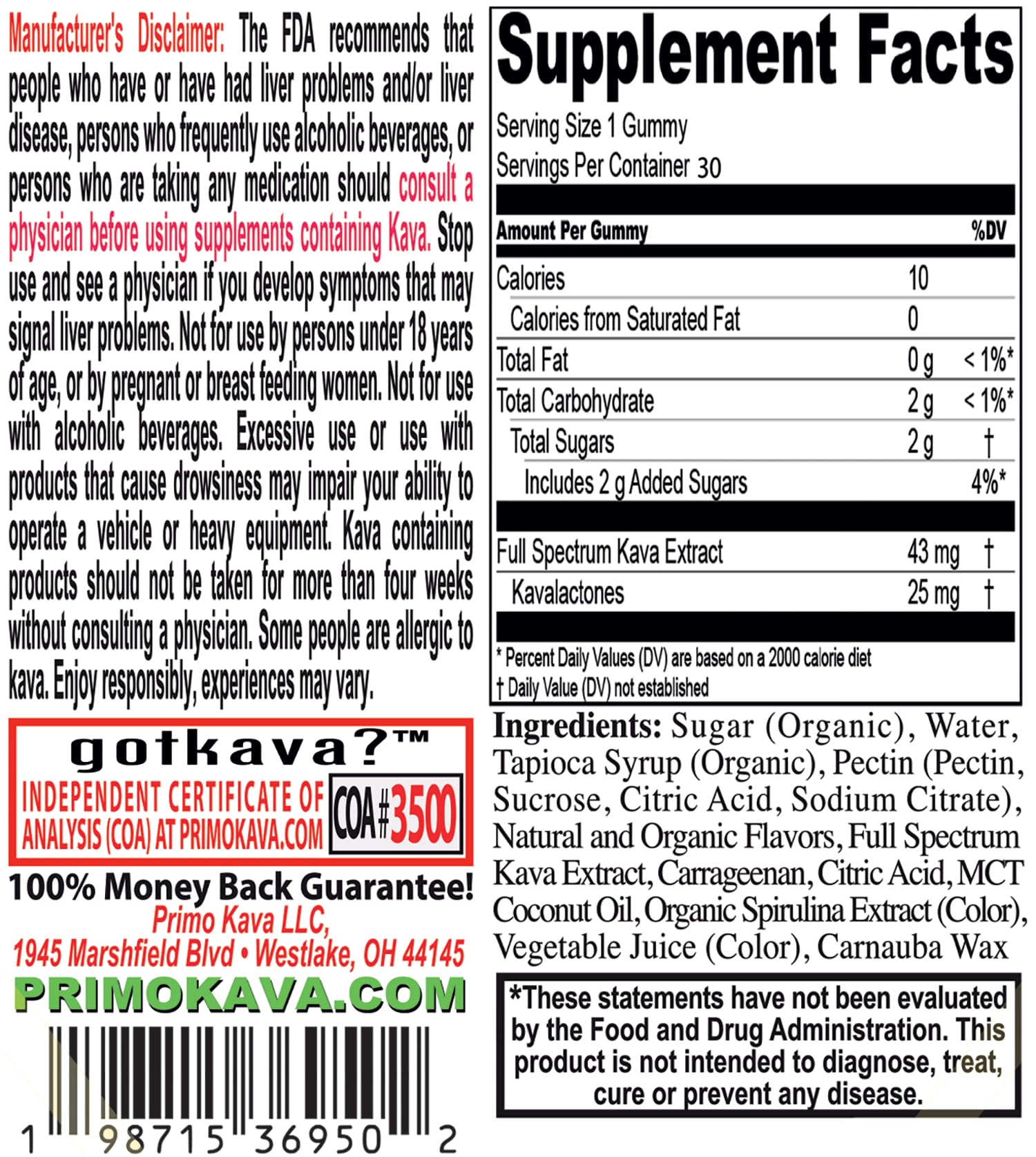 Root beer flavored Kava Kava Gummies 25mg