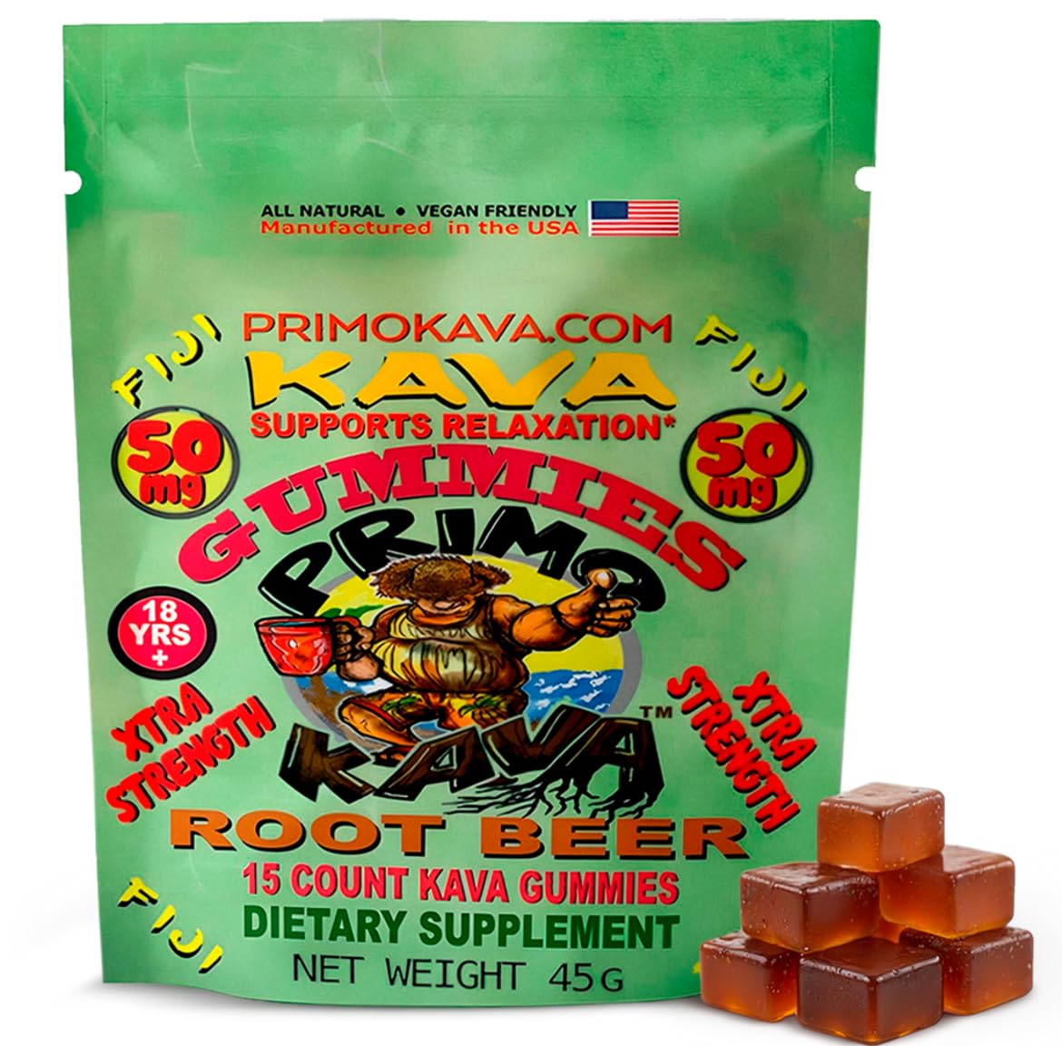 Kava Kava Gummies 50mg bottle label