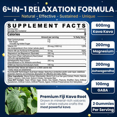 Back nutrition label of Kava Kava Gummies