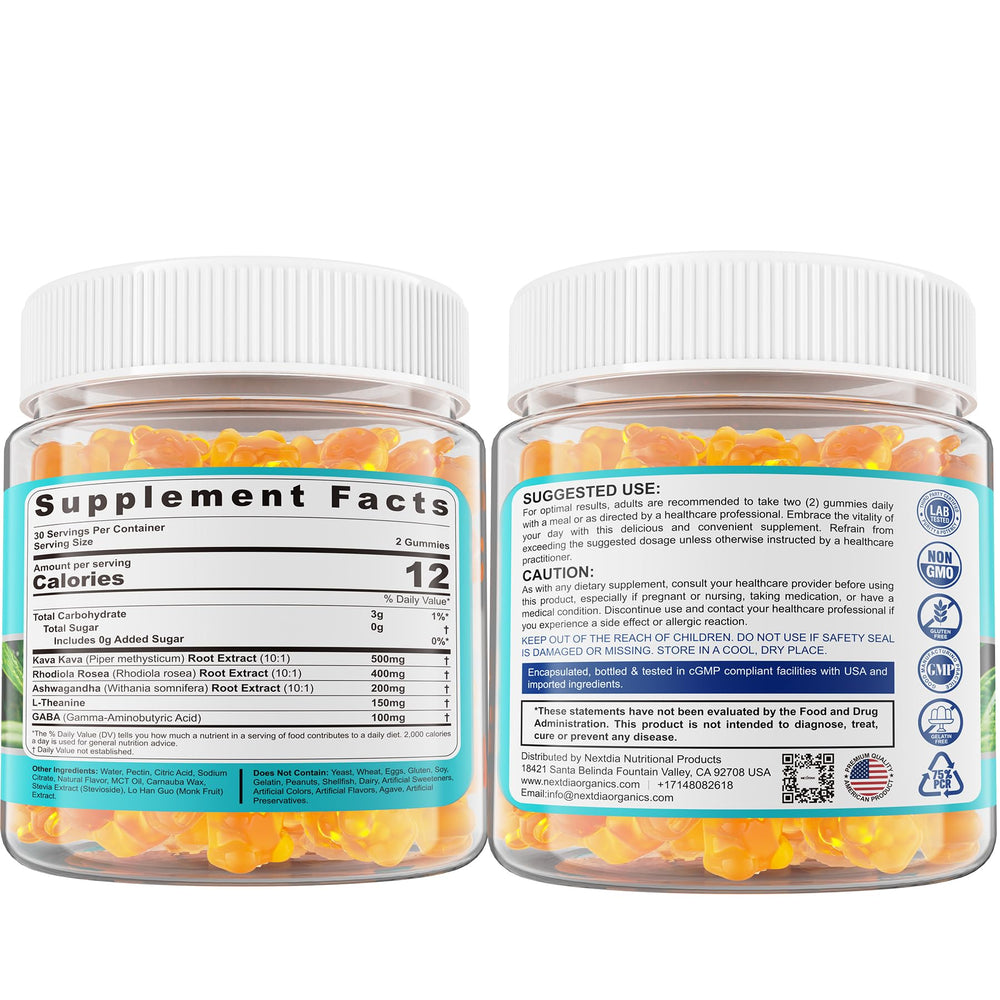 Gently packaged vegan relax gummies on a wooden surface