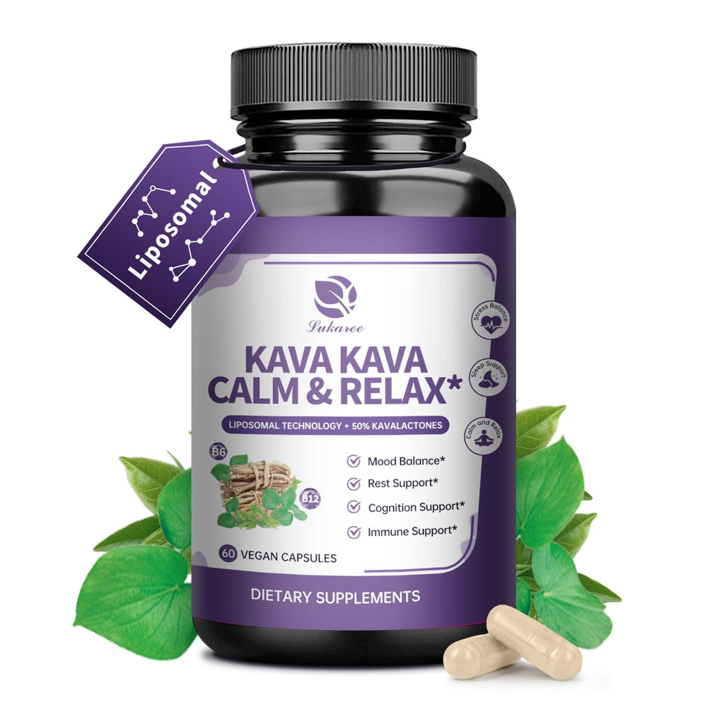 Kava Kava root extract supplement bottle
