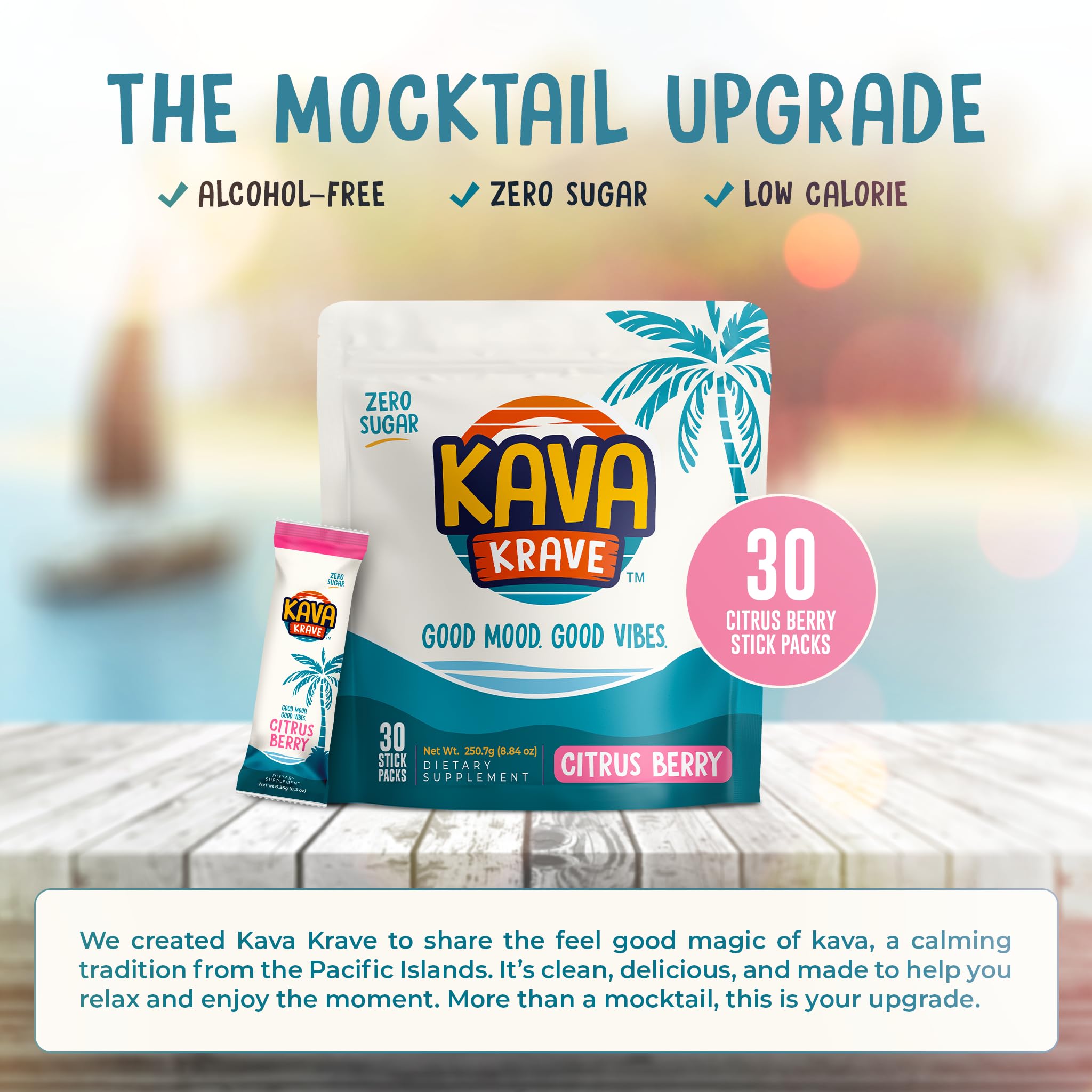Ingredients list for Kava Krave Citrus Berry drink mix