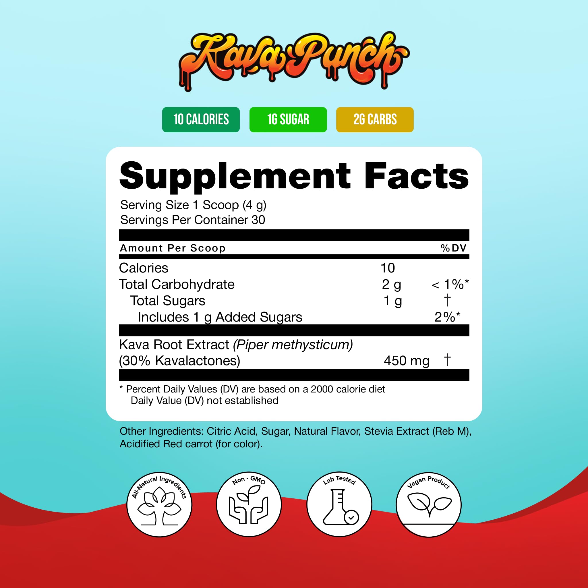 Close-up of Kava Punch Relaxation Powder packaging