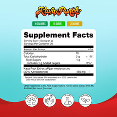 Close-up of Kava Punch Relaxation Powder packaging