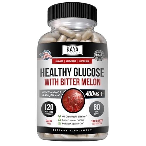 Kaya Naturals Healthy Gluco with Bittermelon bottle on white background