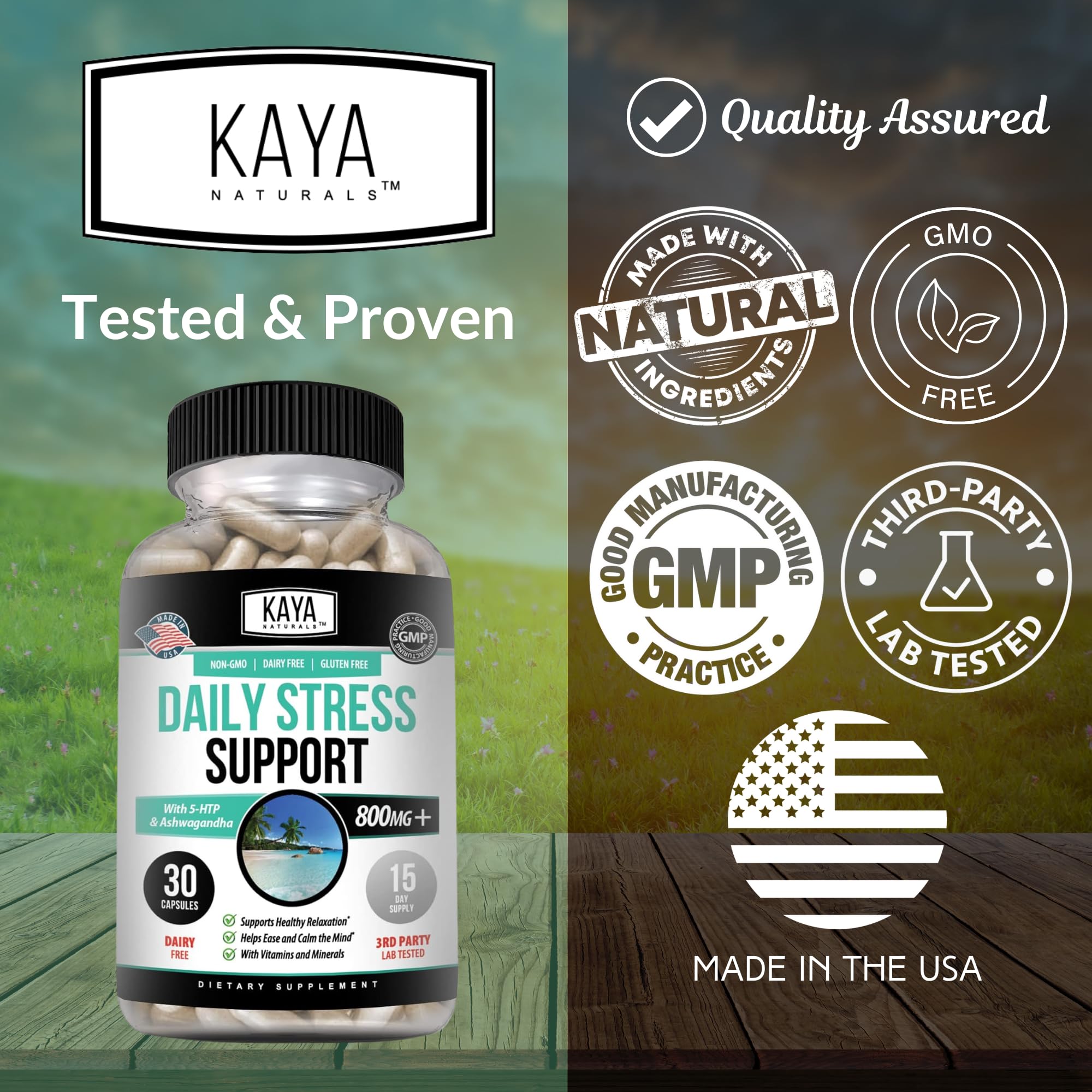 Herbal ingredients used in Kaya Naturals stress relief formula
