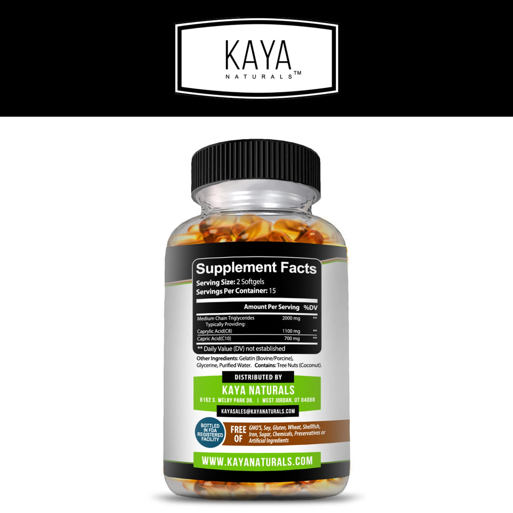 Close-up of Kaya Naturals MCT Oil 2000mg softgels