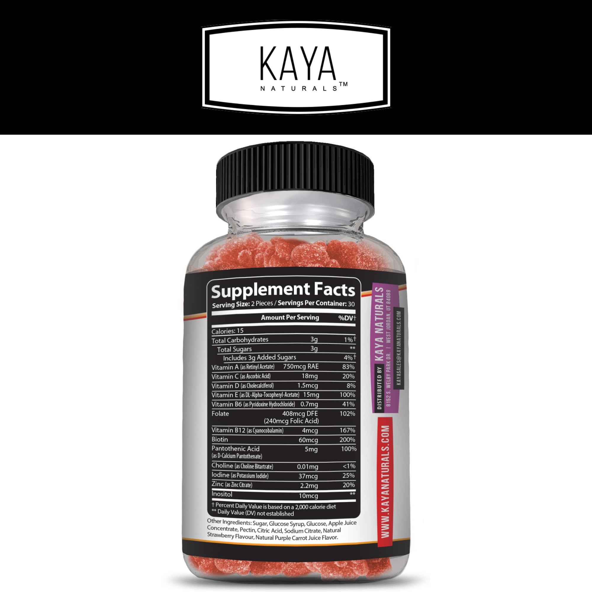 Product packaging of Kaya Naturals Multivitamin Gummies