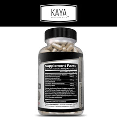 Close-up of Kaya Naturals mushroom blend featuring cordyceps, reishi, shiitake and lion's mane