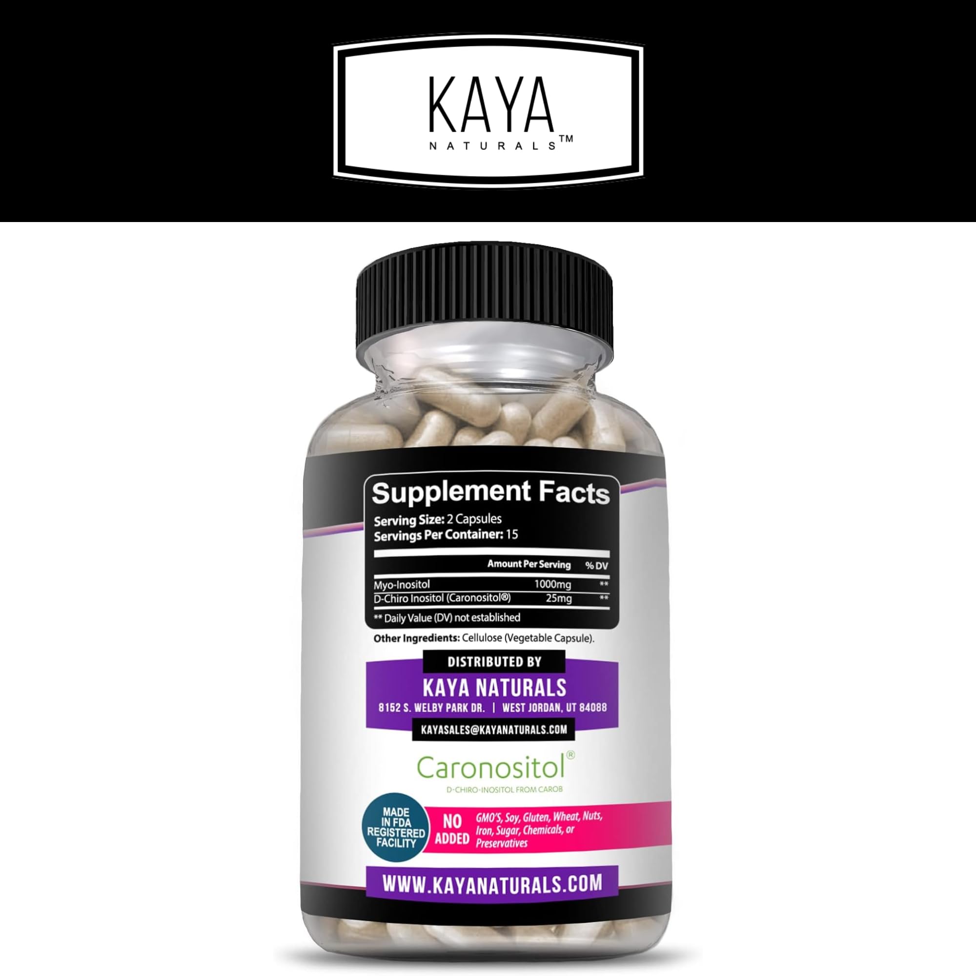 Close-up of Kaya Naturals capsules