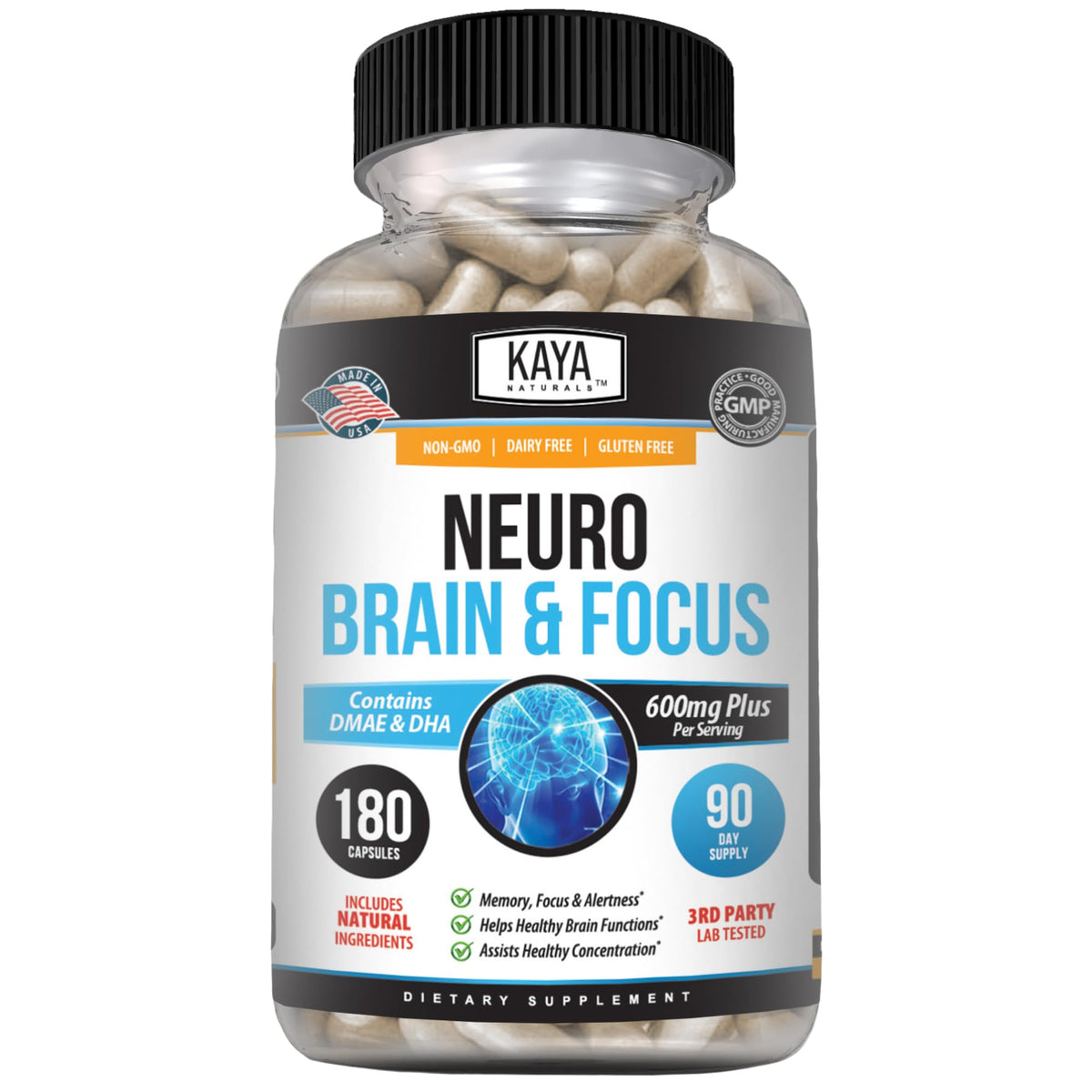 Kaya Naturals Neuro Brain 180-count bottle