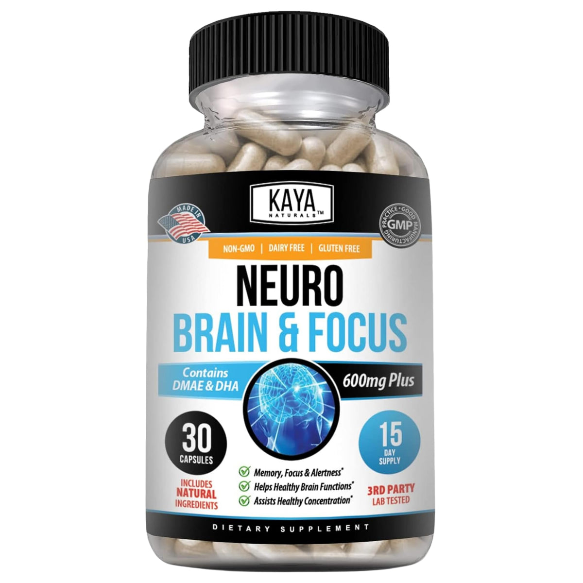 Kaya Naturals Neuro Brain bottle front label