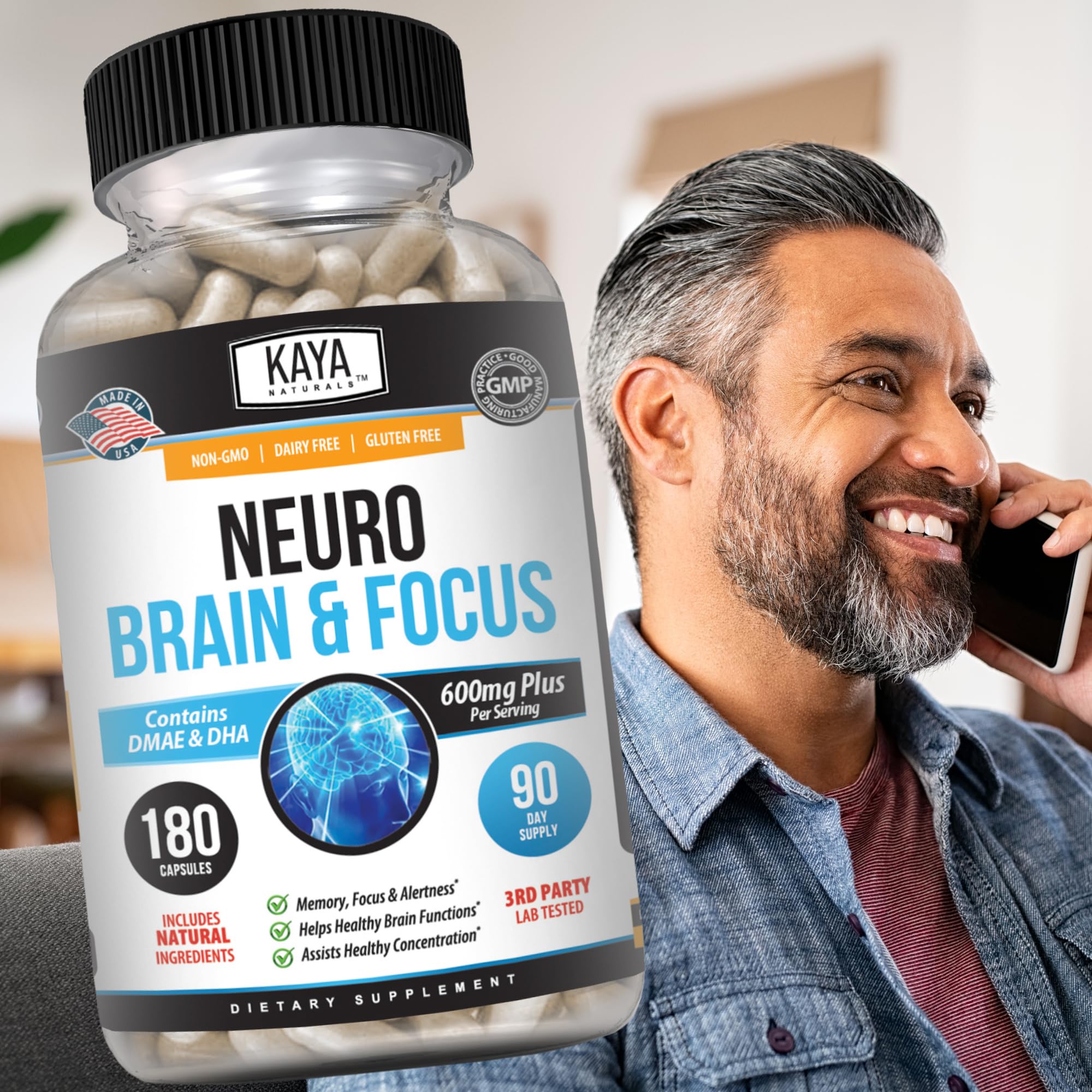 Kaya Naturals Neuro Brain bottle and daily-use routine