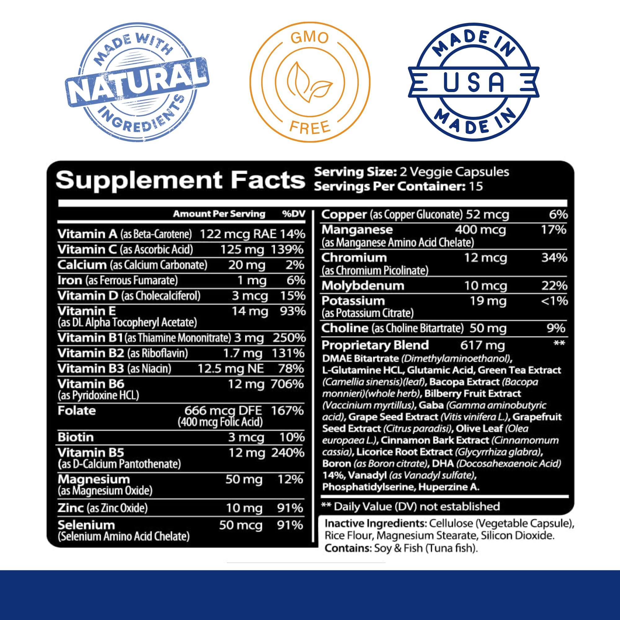 DMAE and DHA ingredients in Kaya Naturals Neuro Brain