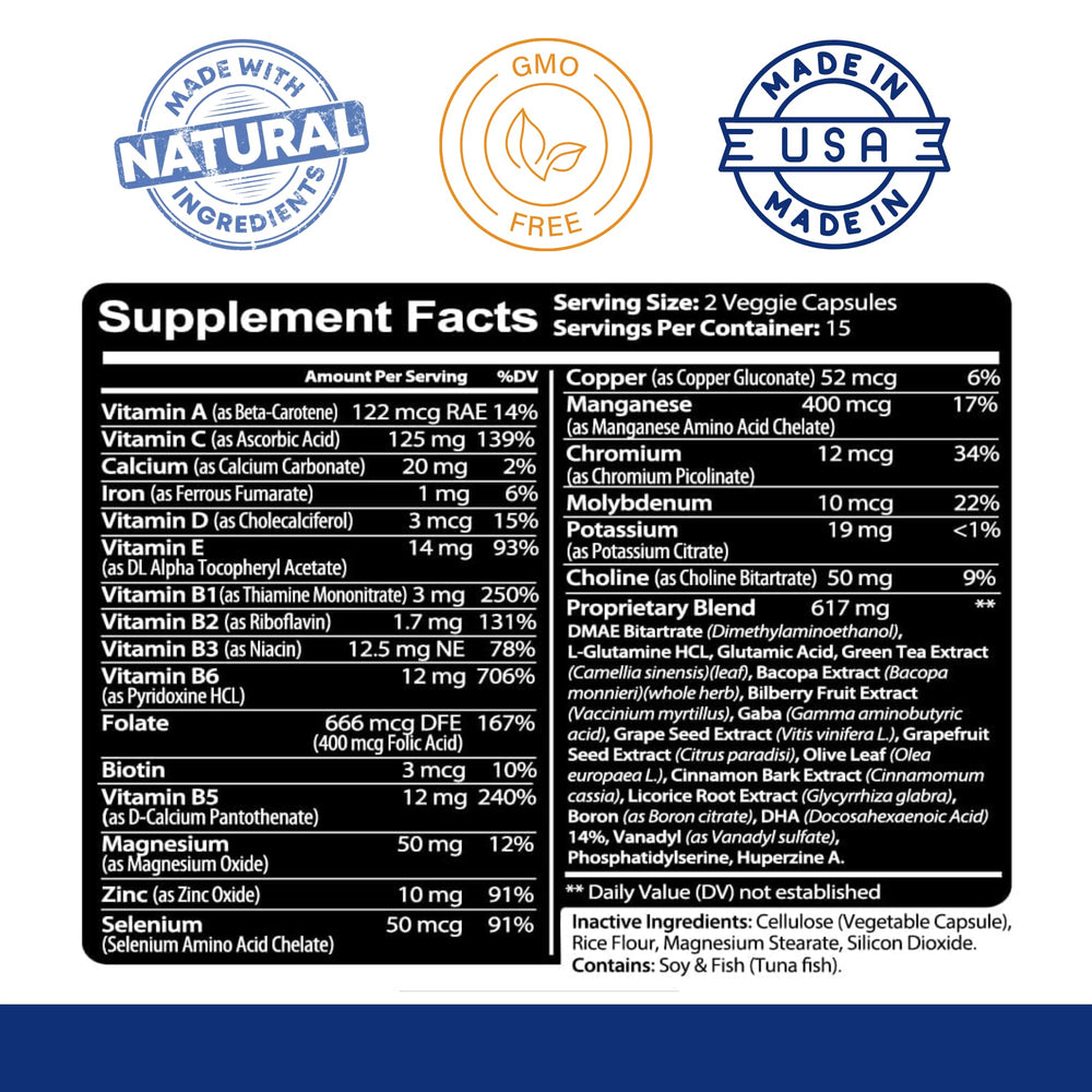 DMAE and DHA ingredients in Kaya Naturals Neuro Brain