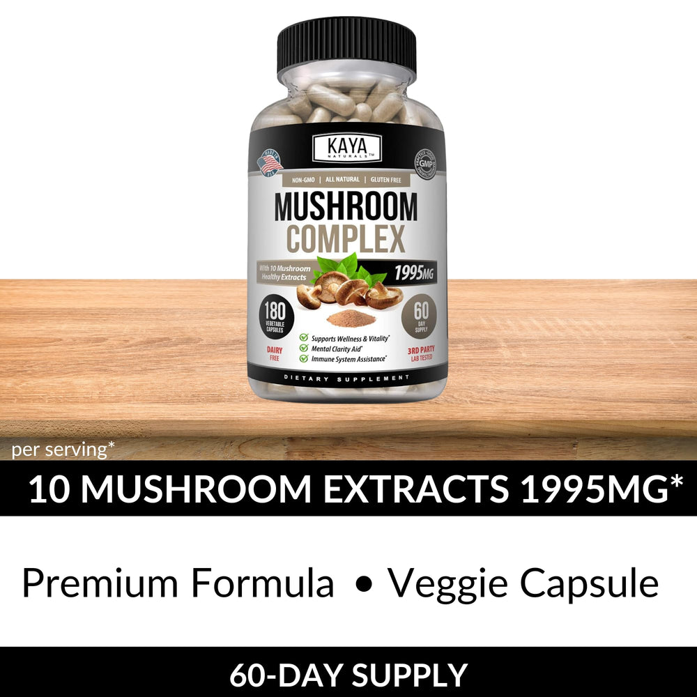 Jar of Kaya Naturals Mushroom Complex with spoon