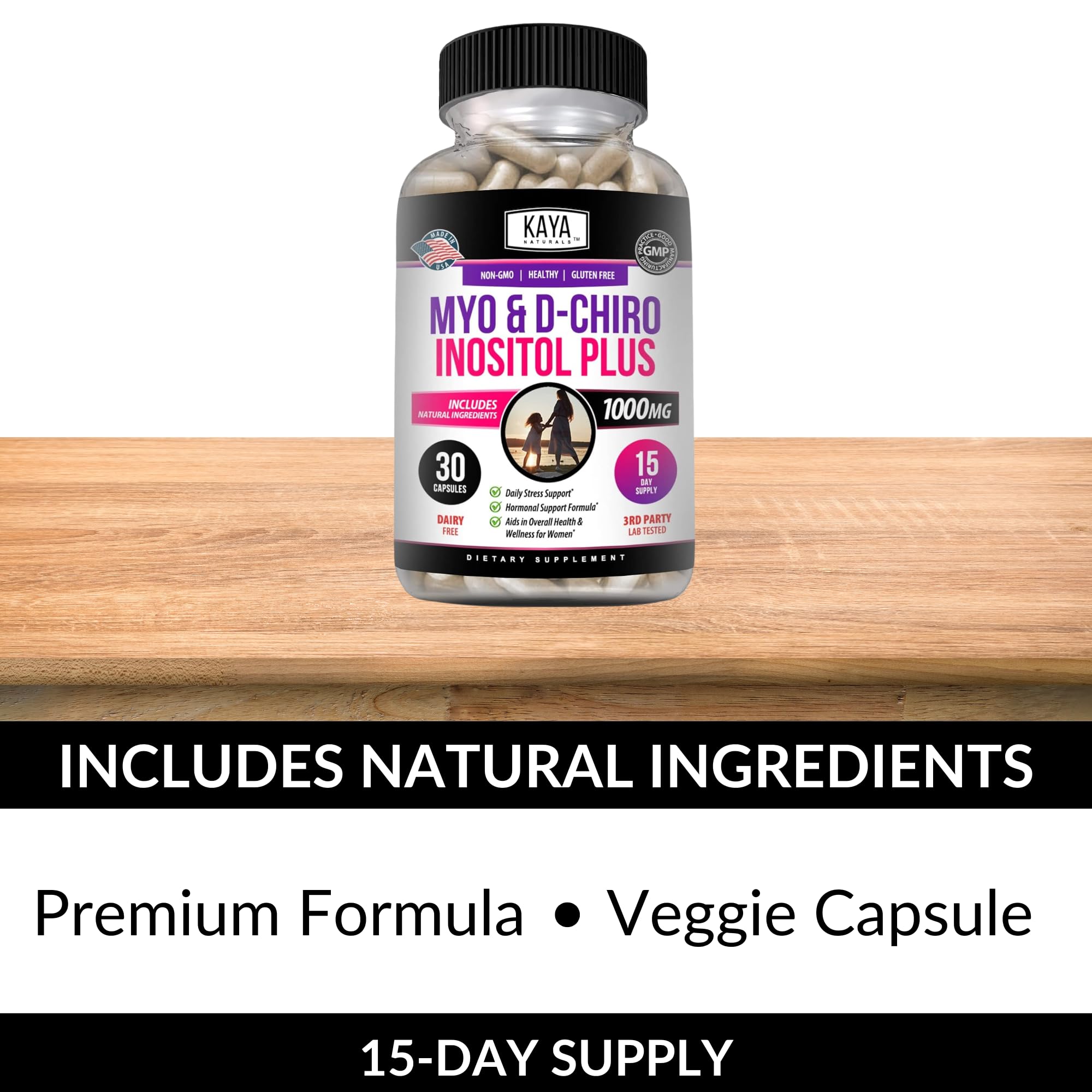 High-quality ingredients used in Kaya Naturals Myo-Inositol + D-Chiro Inositol