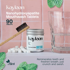 Plastic-free compostable packaging for Kaylaan mouthwash tablets
