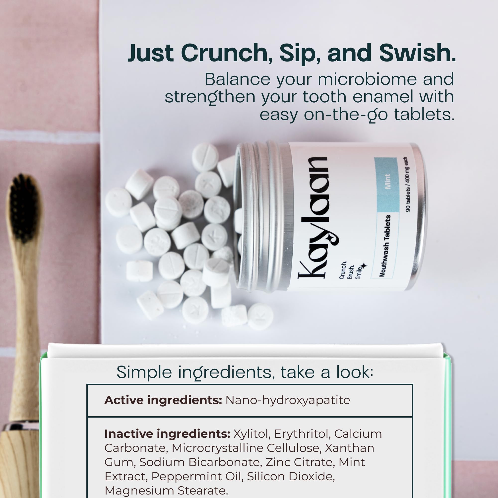 Travel-friendly TSA-approved Kaylaan Mouthwash Tablets