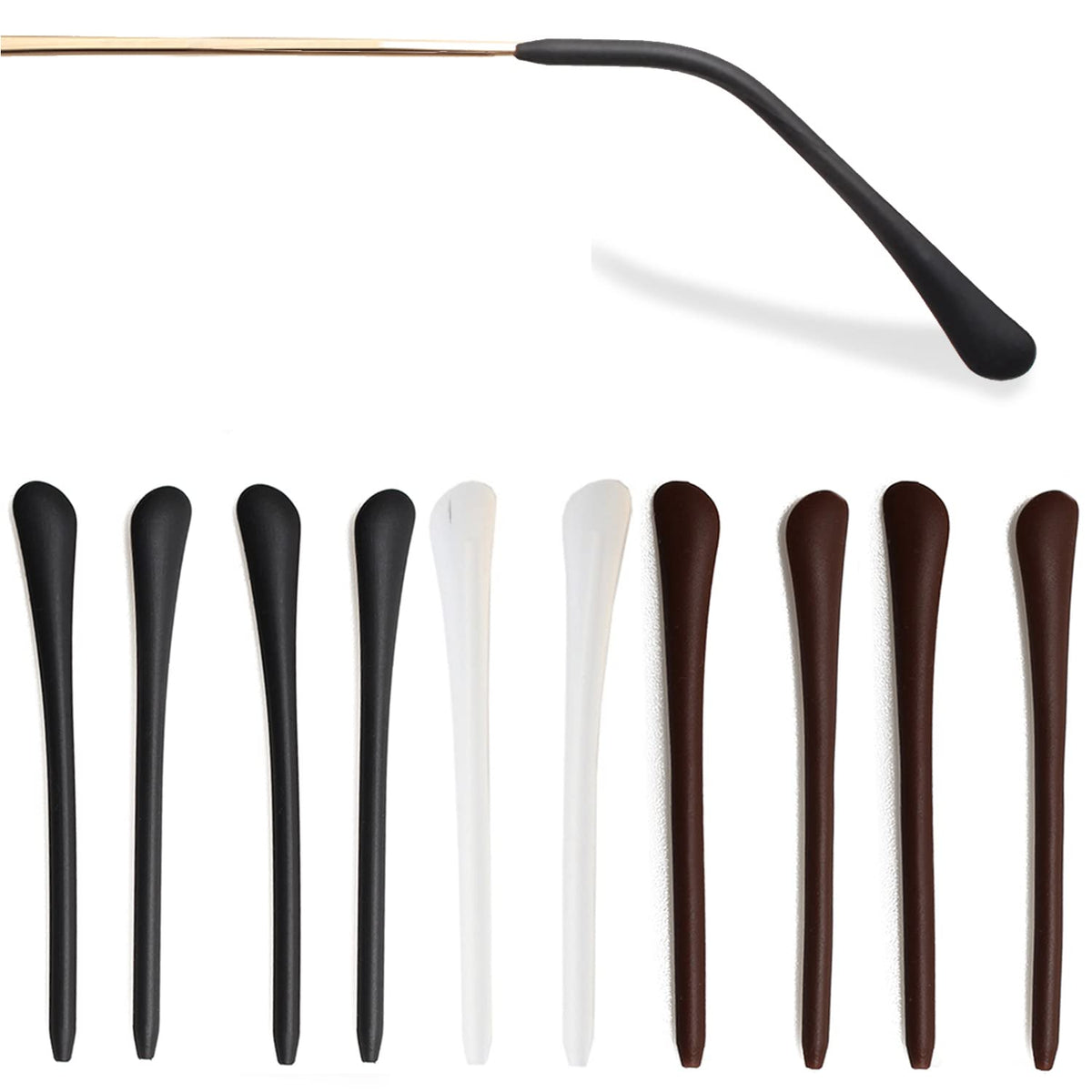 KECHIO silicone anti-slip eyeglass end tip - black pair view 1