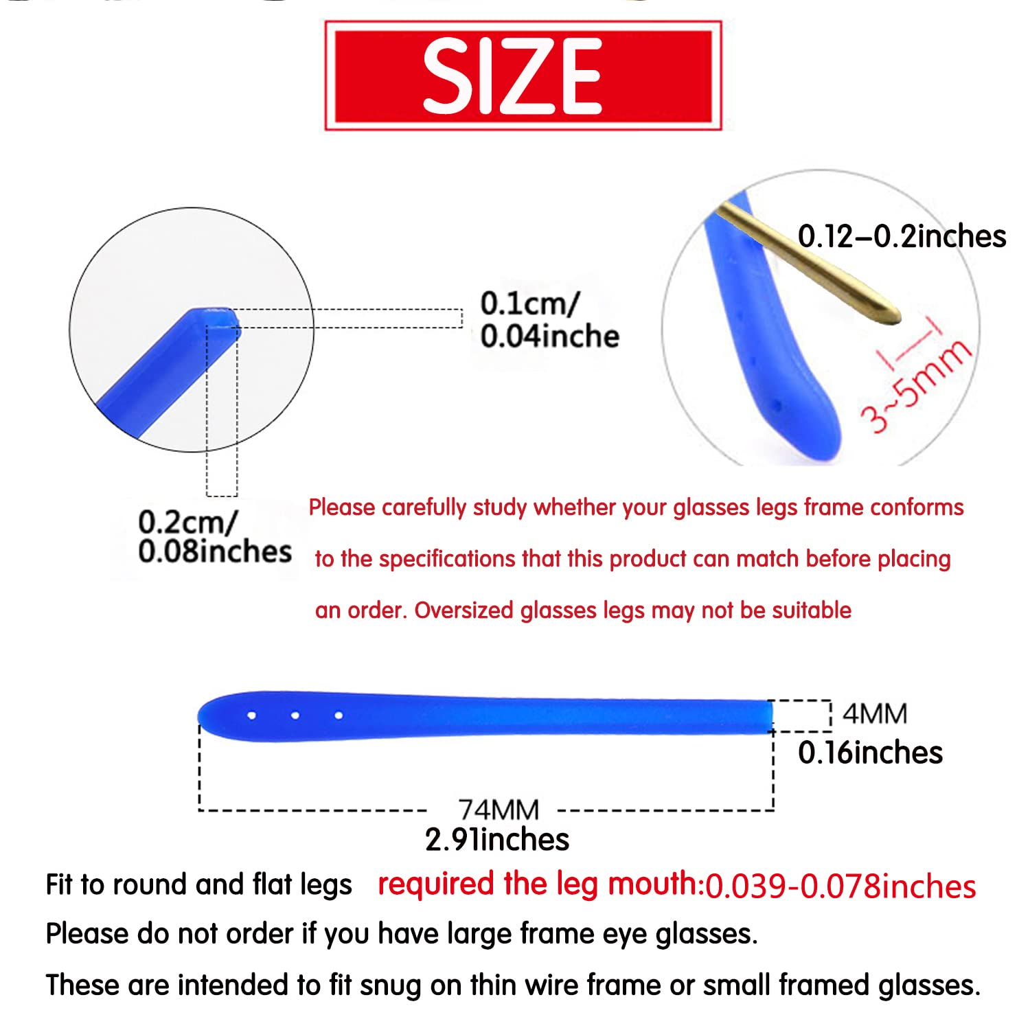 KECHIO eyeglass temple tips in white