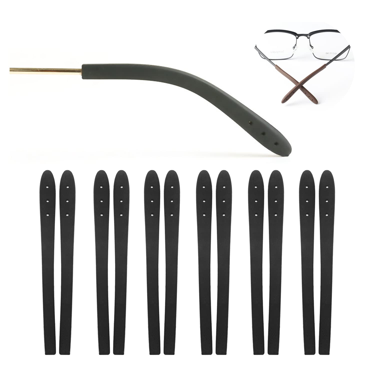 KECHIO temple tip anti-slip silicone close-up on black glasses