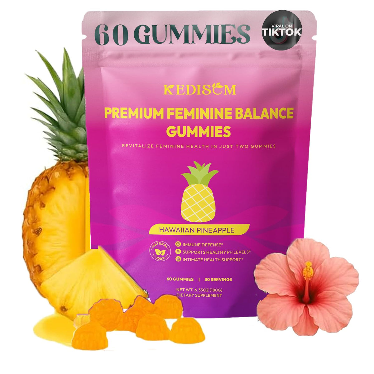 Hero image showing KEDISOM Premium Feminine Balance Gummies