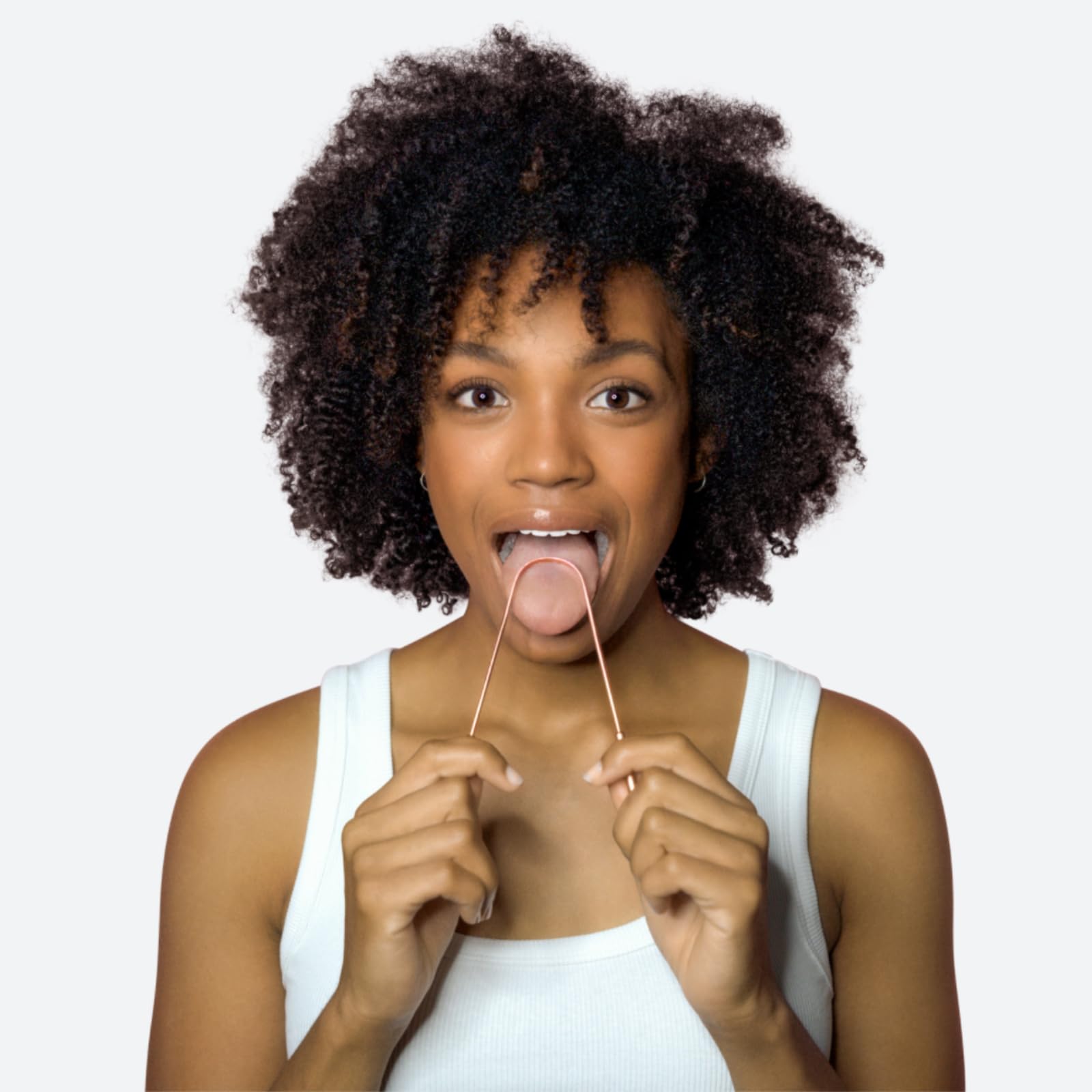 Ergonomic copper tongue cleaner grip designed for adults