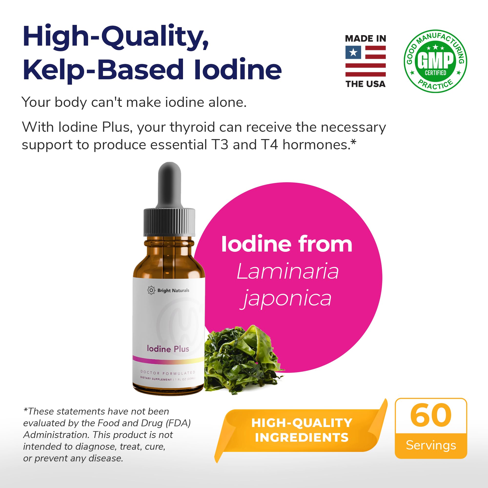 Kelp seaweed used in Bright Naturals Iodine Plus