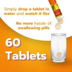 Effervescent tablet dissolving in a glass of water