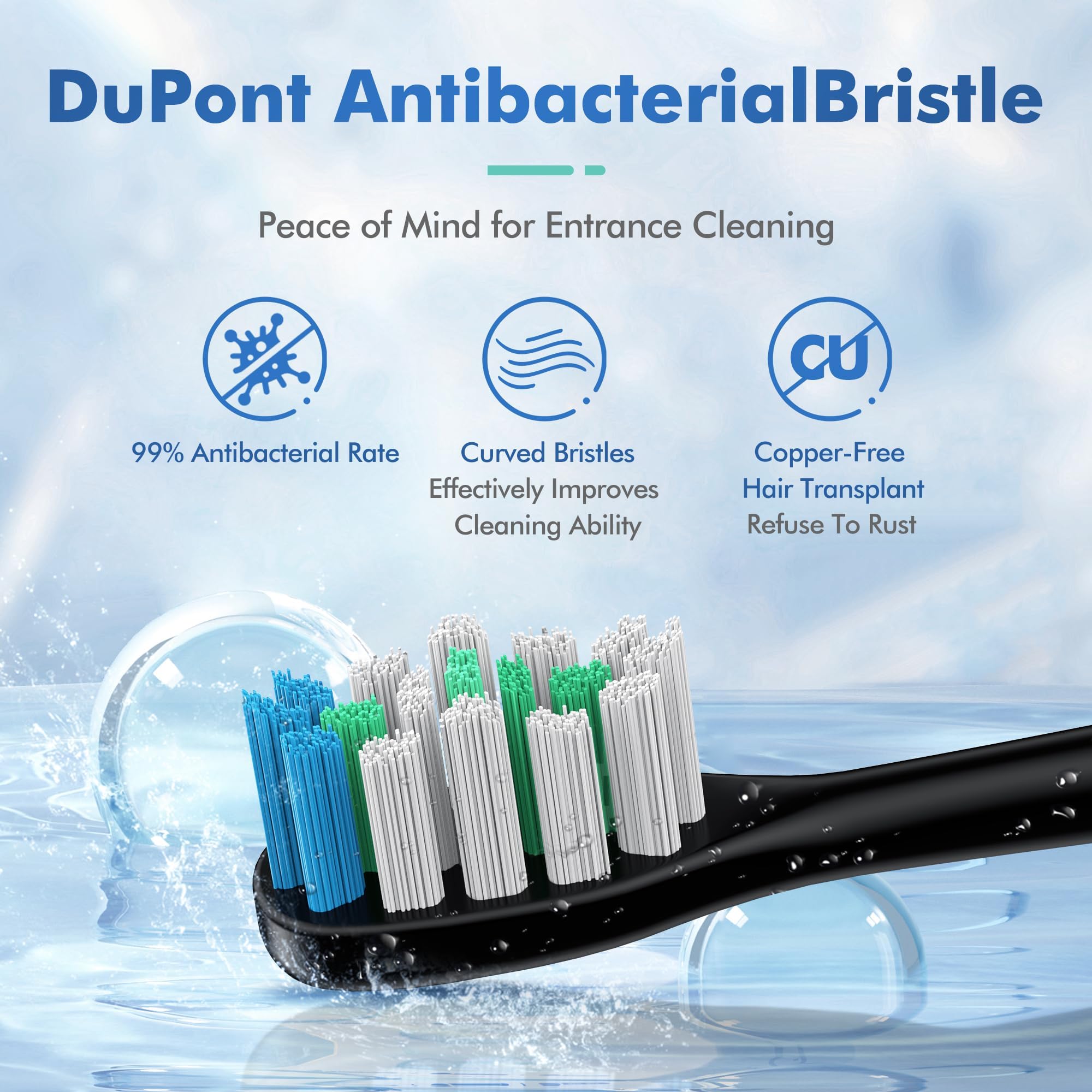 Eight original brush heads included with Keosaa ALB-927