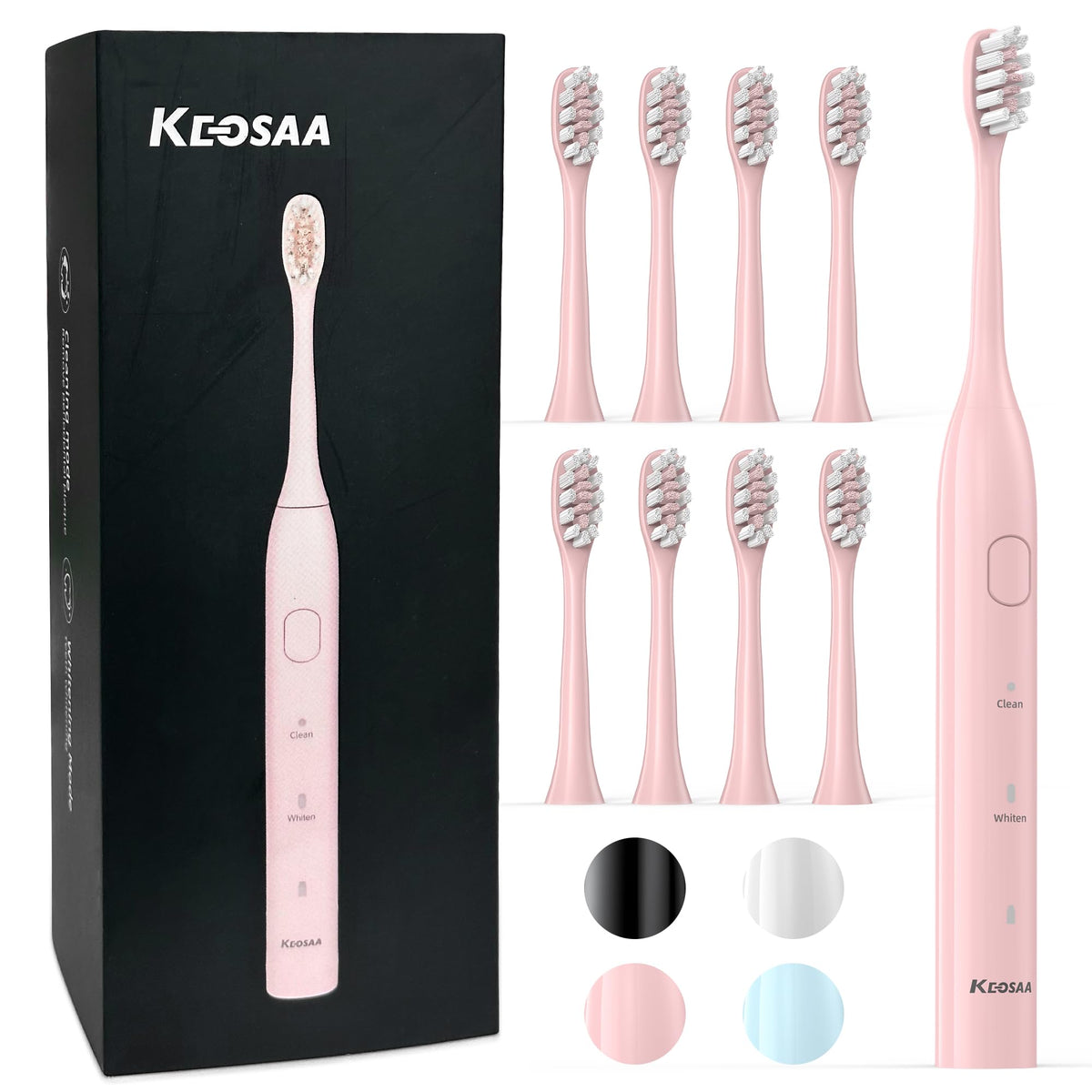 Front view of Keosaa Pink Electric Toothbrush