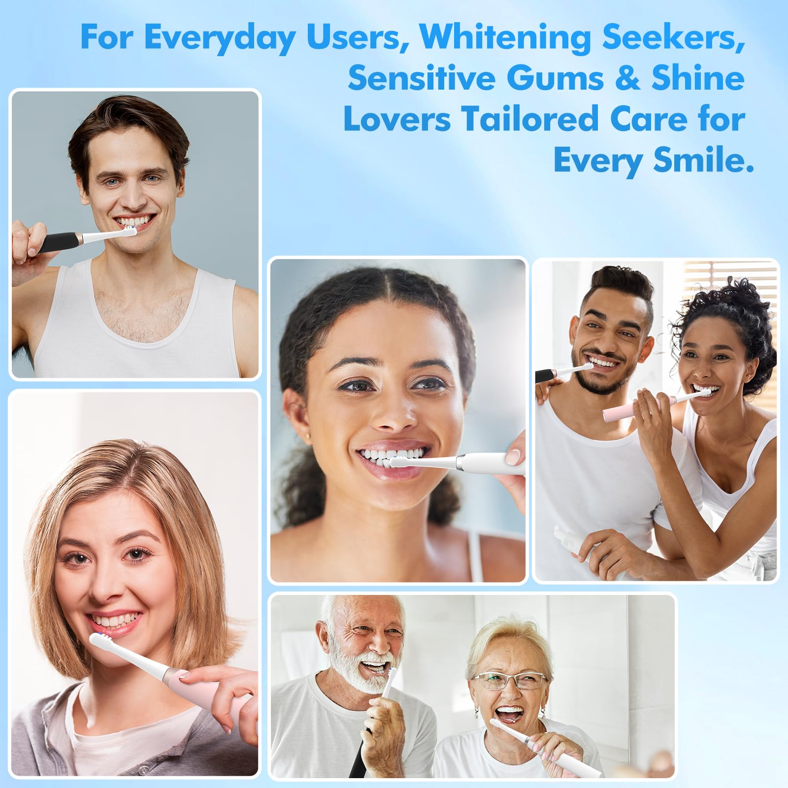 8 original brush heads included with Keosaa Sonic Toothbrush ALB-817