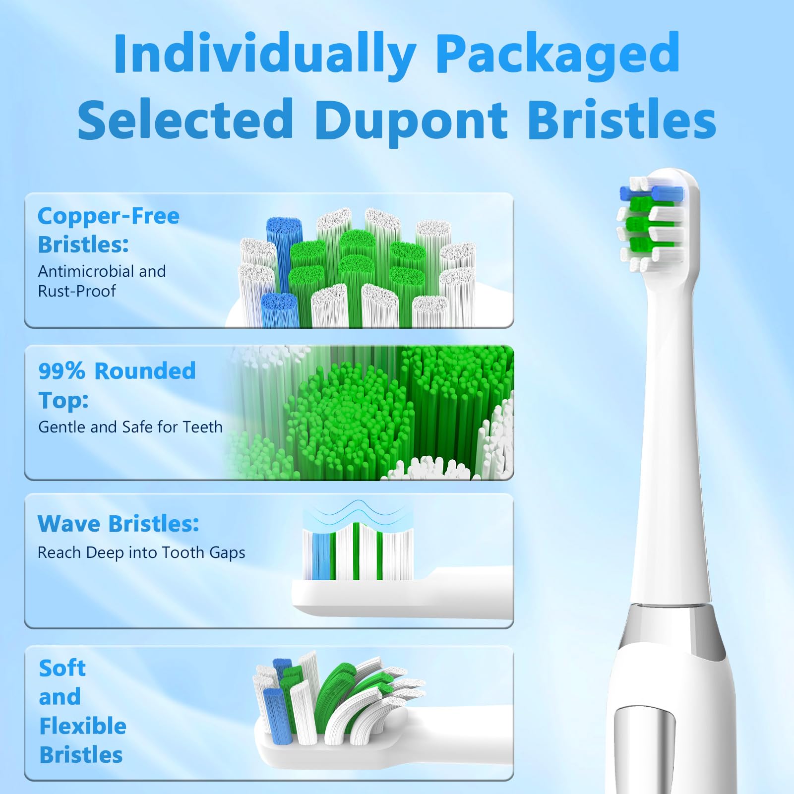 5 cleaning modes on Keosaa Sonic Toothbrush ALB-817: Clean, White, Sensitive, Polish, Massage