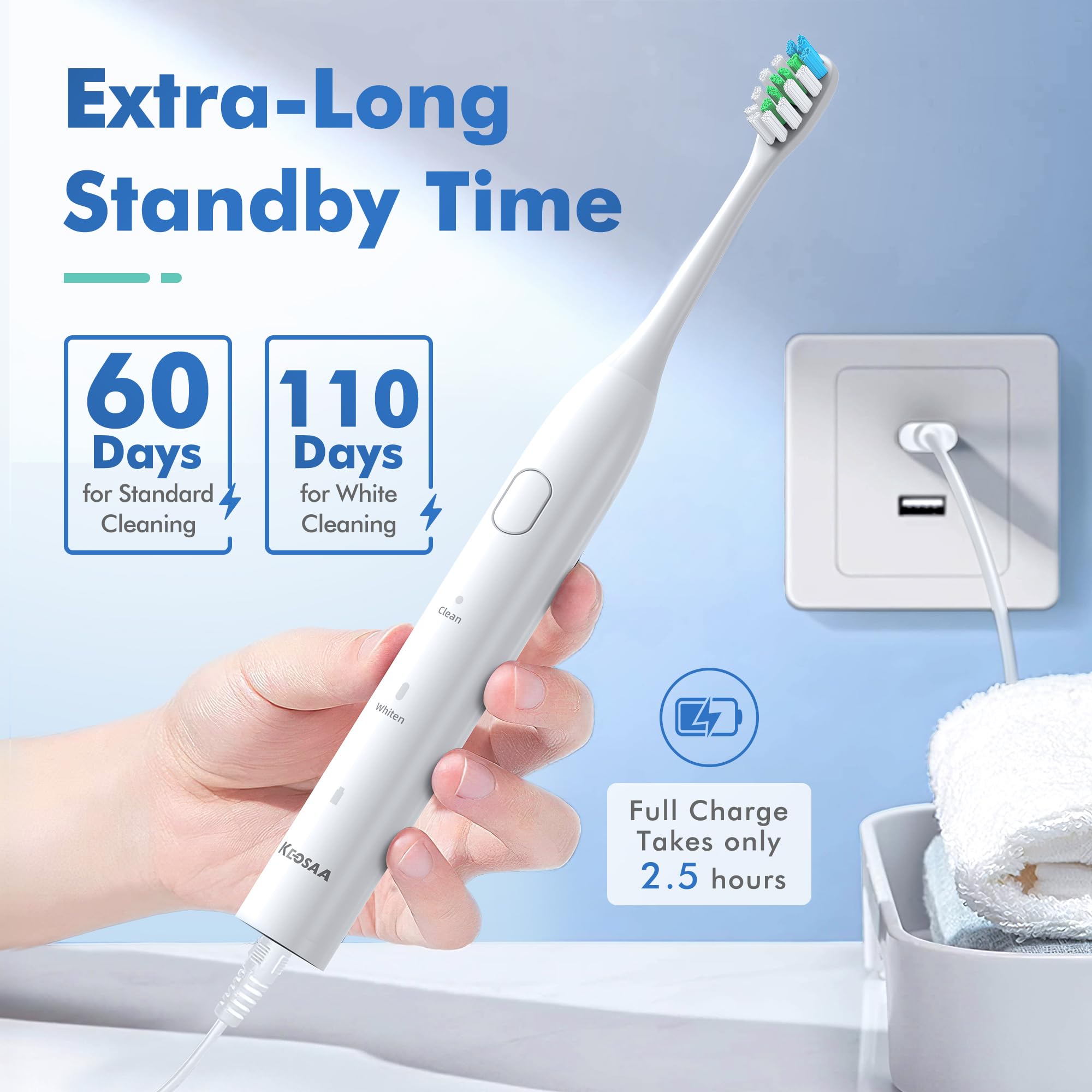 Charging indicator on Keosaa toothbrush