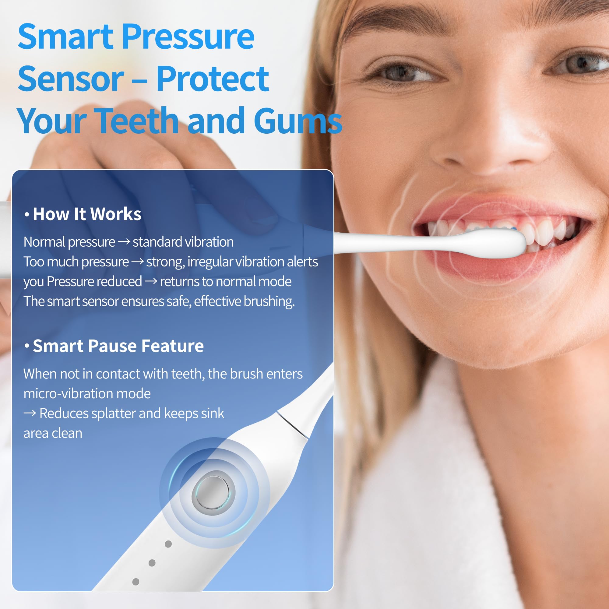 Keosaa toothbrush showing pressure sensor