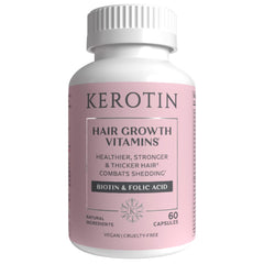 Kerotin Hair Growth Vitamins bottle on white background